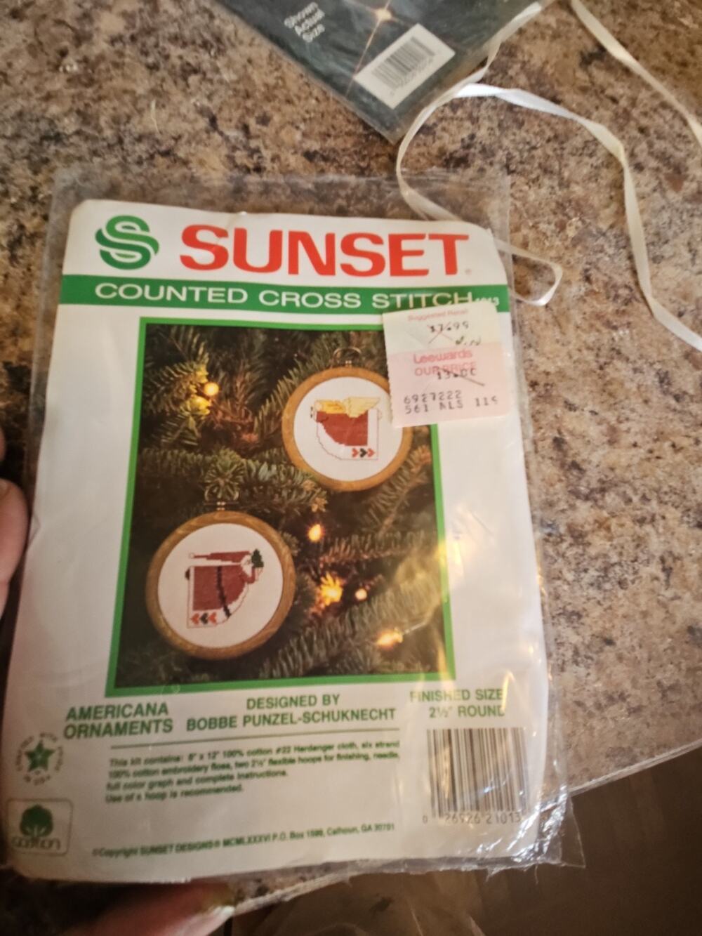Vtg Sunset #1013 "AMERICANA ORNAMENTS" Set Of 2- Counted Cross Stitch NEWSealed